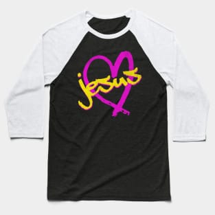 I Love Jesus Vintage 80's & 90's Yellow and Pink Baseball T-Shirt